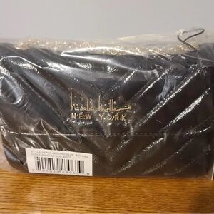 Nicole Miller Quilted Black Bag with Gold Details